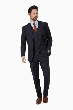 Jeff Banks Navy Blue Check Travel Jacket -Fashion Men Shop D77846s3