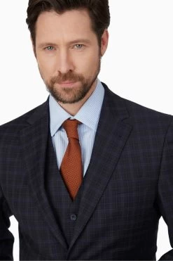 Jeff Banks Navy Blue Check Travel Jacket -Fashion Men Shop D77846s4