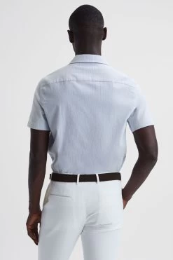 Reiss Saka Cuban Collar Striped Short Sleeve Shirt -Fashion Men Shop D78 227s5