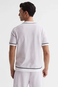 Reiss Striker Chenille Press Stud V-Neck Shirt -Fashion Men Shop D78044s5