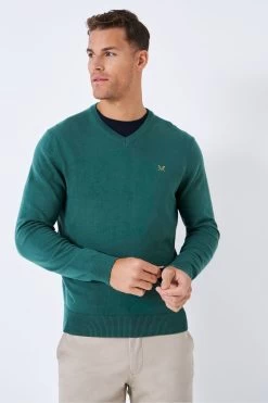 Crew Clothing Company Jade Green Cotton Classic Jumper