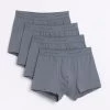 River Island Grey Raised Elastic Waistband Trunks 4 Pieces