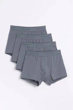 River Island Grey Raised Elastic Waistband Trunks 4 Pieces