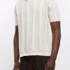 River Island Ecru Cream Pointelle Knit Polo -Fashion Men Shop D84540s