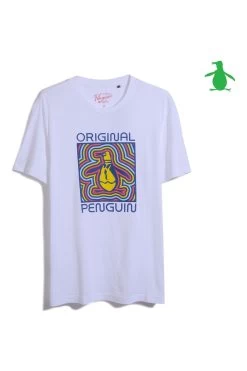 Original Penguin White Disco Pete T-Shirt -Fashion Men Shop D89149s3
