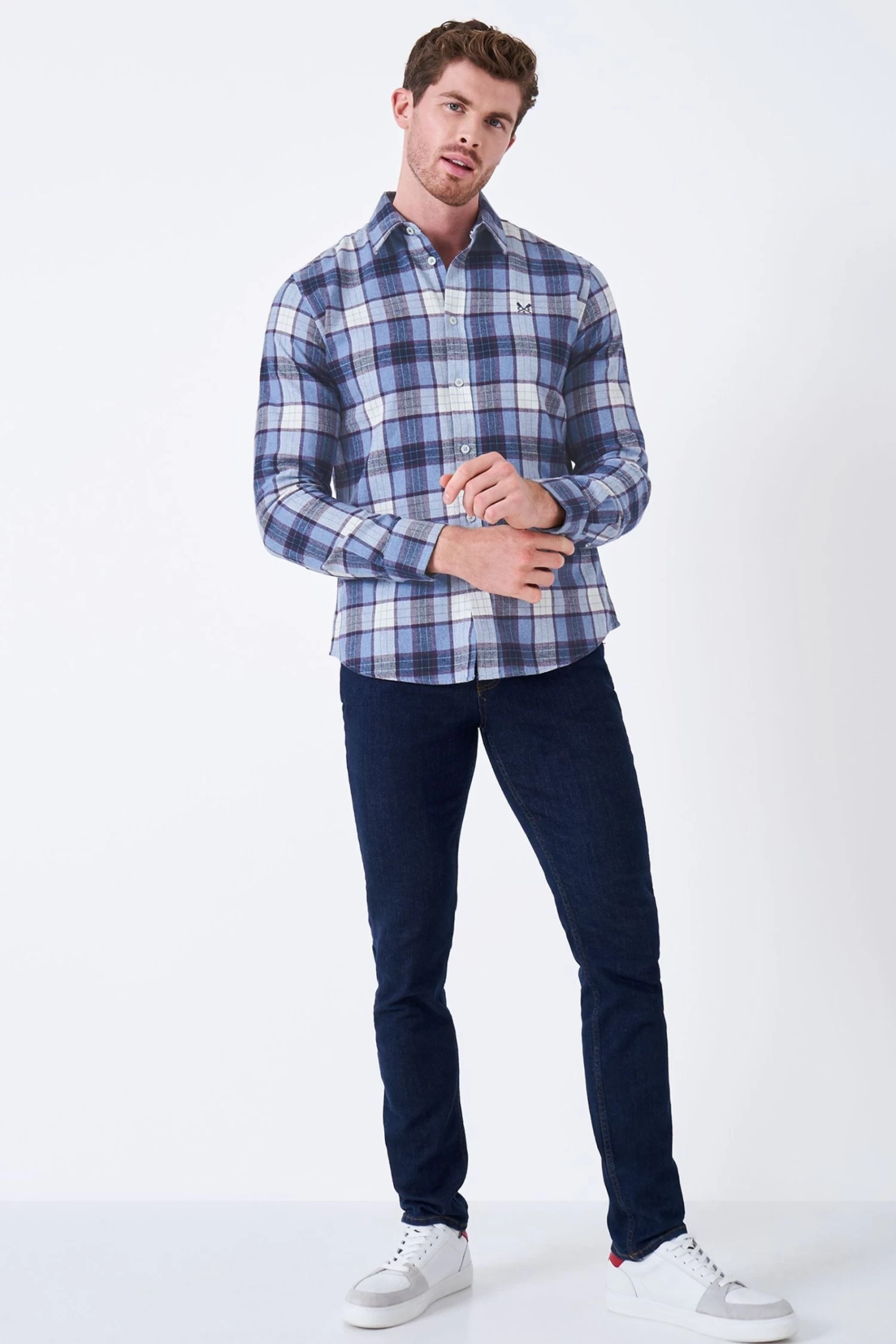 Crew Clothing Company Blue Check Print Cotton Classic Shirt 4 Crew Clothing Company Blue Check Print Cotton Classic Shirt - Image 2