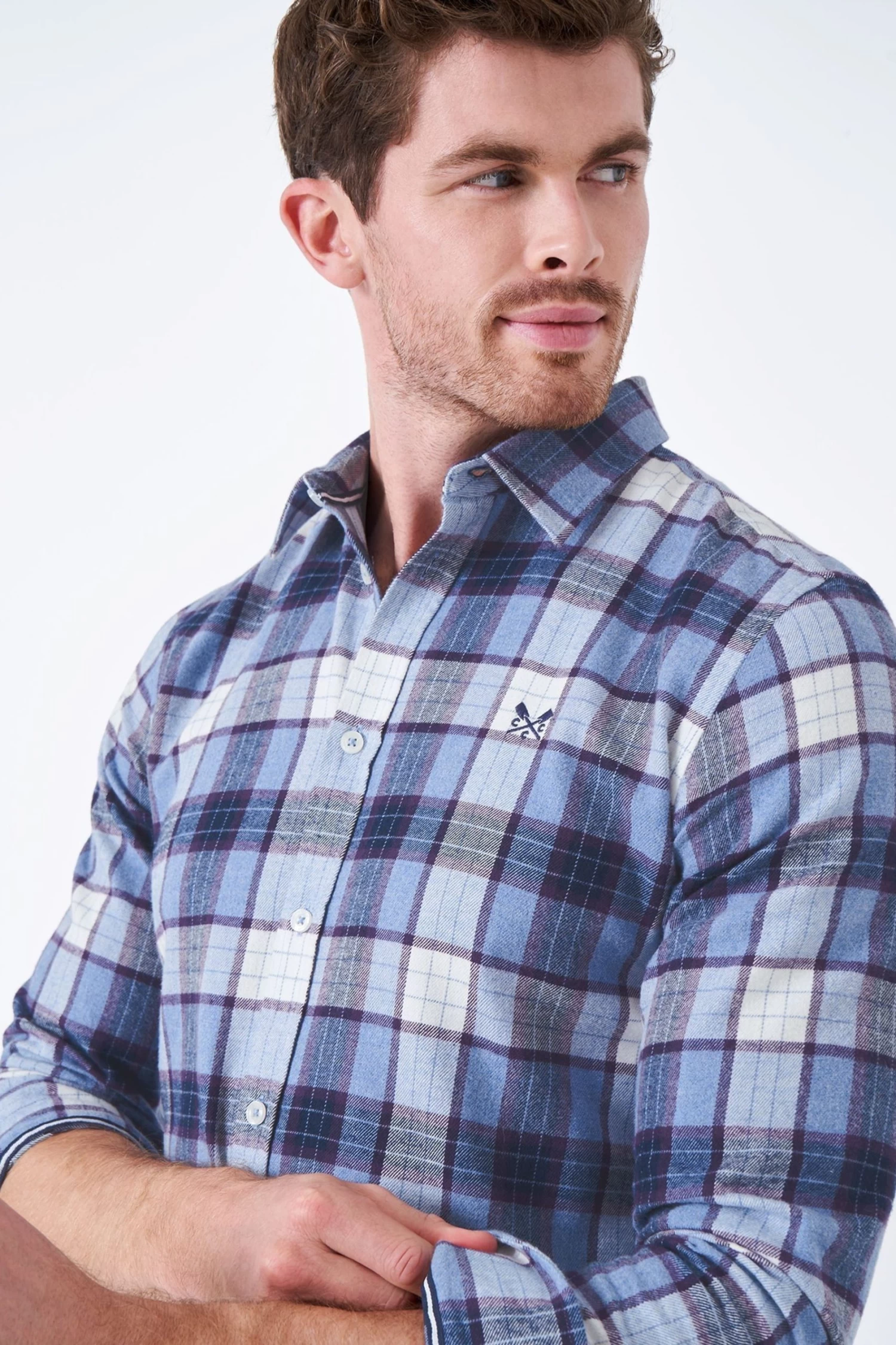 Crew Clothing Company Blue Check Print Cotton Classic Shirt 6 Crew Clothing Company Blue Check Print Cotton Classic Shirt - Image 4