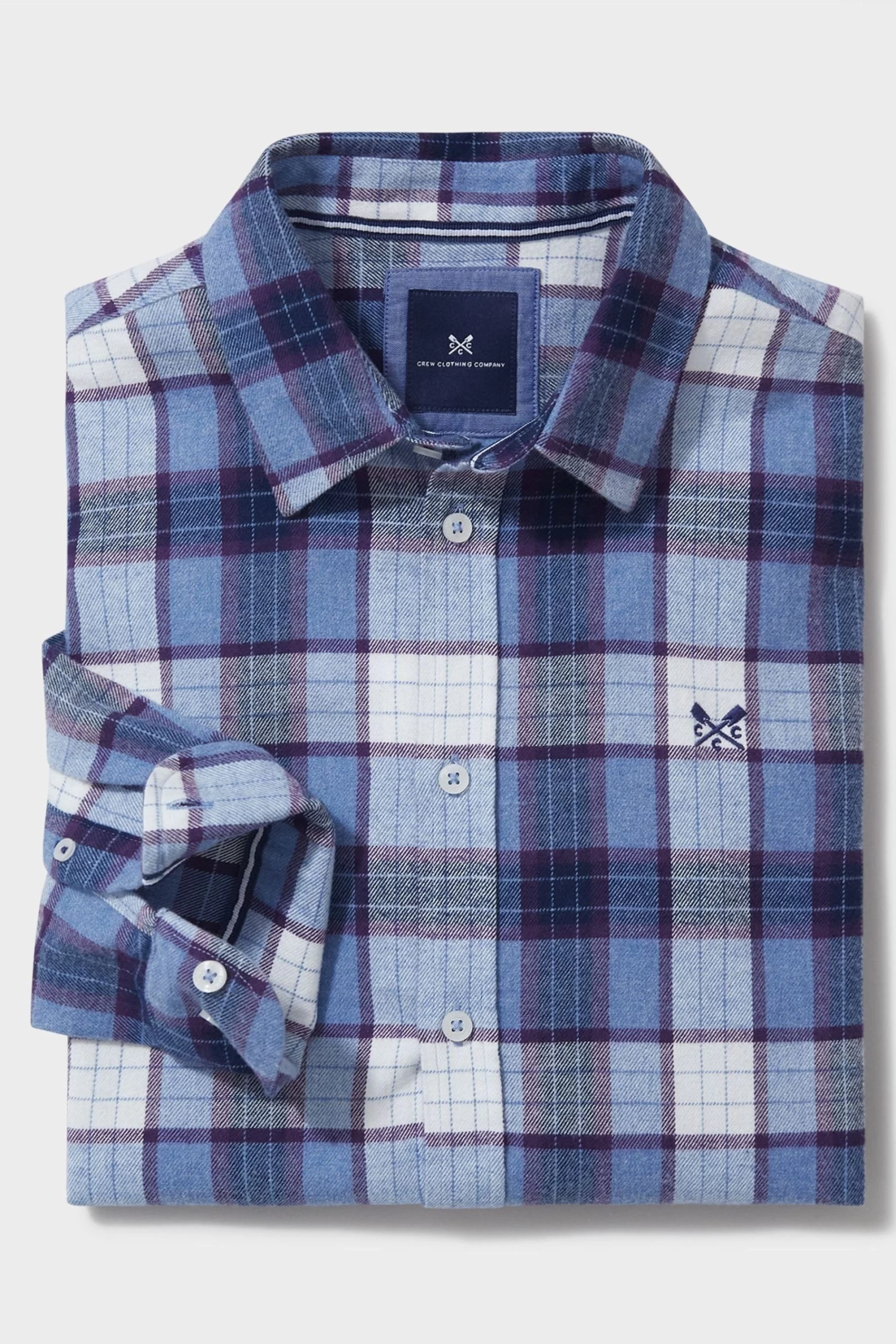Crew Clothing Company Blue Check Print Cotton Classic Shirt 7 Crew Clothing Company Blue Check Print Cotton Classic Shirt - Image 5