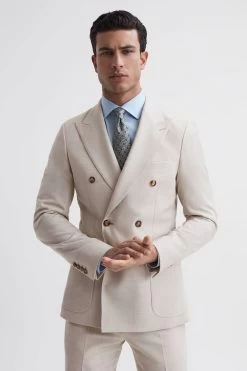 Reiss Belmont Slim Fit Double Breasted Wool Blend Blazer