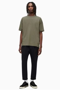 AllSaints Green Harding Shortsleeve Crew T-Shirt -Fashion Men Shop D97730s3