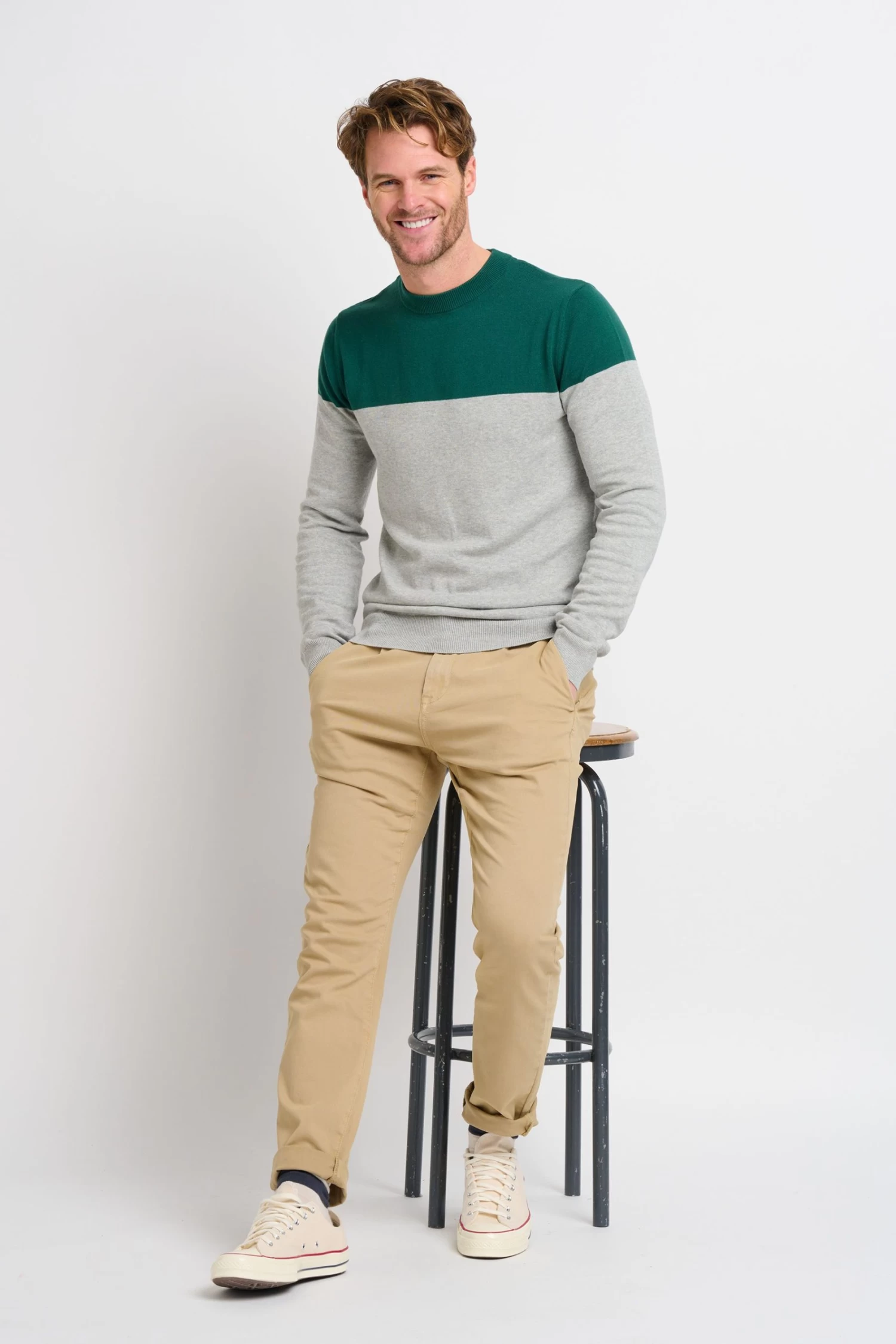Brakeburn Colour Block Crew Neck Jumper 7 Brakeburn Colour Block Crew Neck Jumper - Image 5