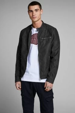 JACK & JONES Faux Leather Biker Jacket