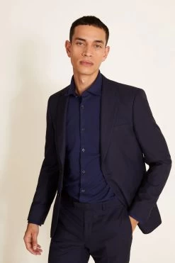 MOSS Blue Ink Slim Fit Eco Check Jacket