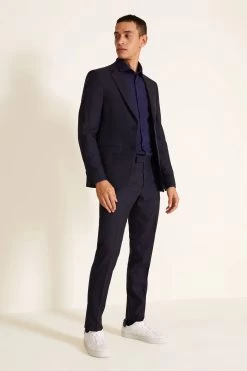 MOSS Blue Ink Slim Fit Eco Check Jacket 9 MOSS Blue Ink Slim Fit Eco Check Jacket -Fashion Men Shop M05 603s4