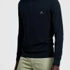 GANT Blue Cotton Pique C-Neck Jumper 2 GANT Blue Cotton Pique C-Neck Jumper -Fashion Men Shop M36669s
