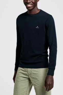 GANT Blue Cotton Pique C-Neck Jumper