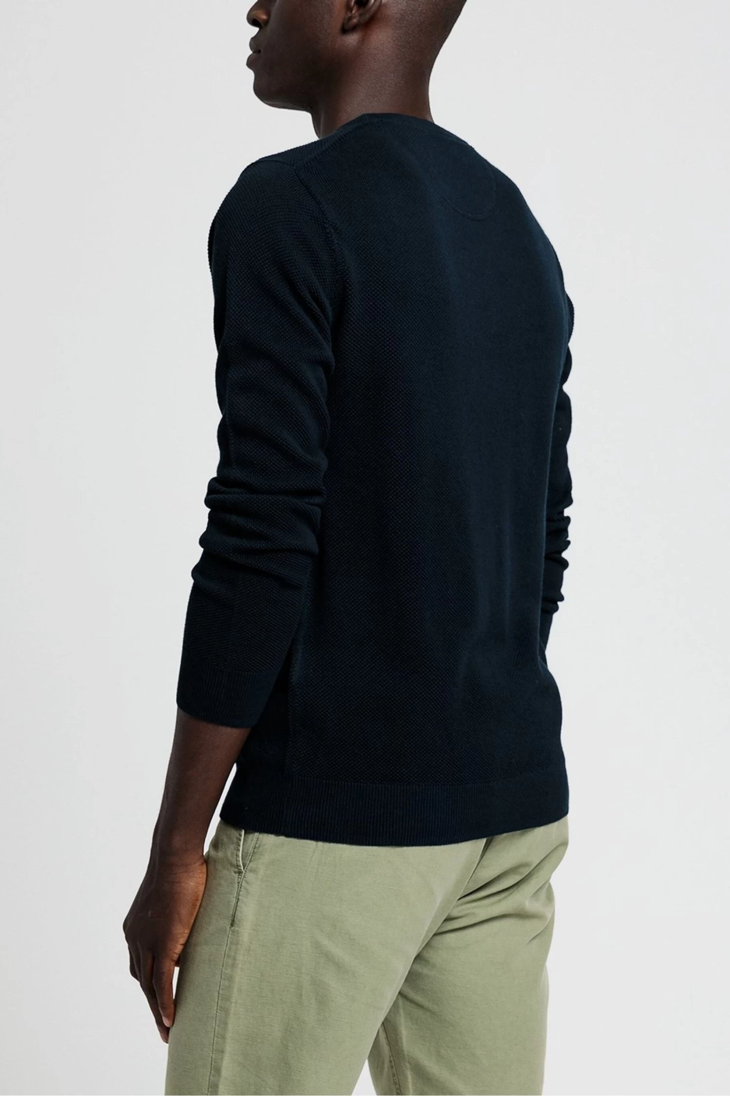 GANT Blue Cotton Pique C-Neck Jumper 4 GANT Blue Cotton Pique C-Neck Jumper - Image 2