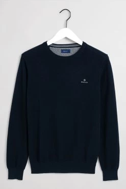 GANT Blue Cotton Pique C-Neck Jumper 7 GANT Blue Cotton Pique C-Neck Jumper -Fashion Men Shop M36669s3
