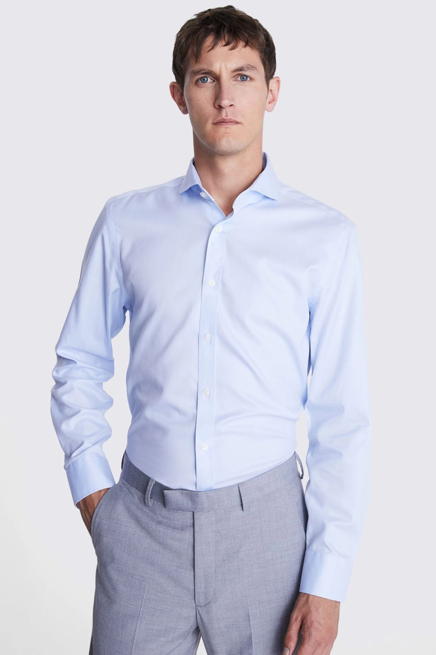 MOSS Tailored Fit Sky Twill Zero Iron Shirt 3 MOSS Tailored Fit Sky Twill Zero Iron Shirt