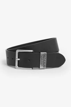 Armani Exchange Black Keeper Leather Belt