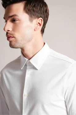 Ted Baker Marros White Long Sleeve Jersey Shirt -Fashion Men Shop M87899s4