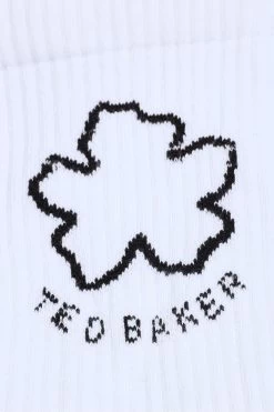 Ted Baker Magsok Sports White Socks With Magnolia Placement -Fashion Men Shop M87907s3