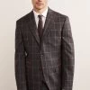 Next Grey/Brown Trimmed Check Suit: Jacket -Fashion Men Shop M89 947s