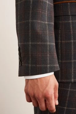 Next Grey/Brown Trimmed Check Suit: Jacket -Fashion Men Shop M89 947s6