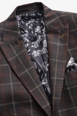 Next Grey/Brown Trimmed Check Suit: Jacket -Fashion Men Shop M89 947s8