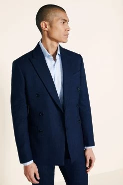 MOSS Blue Slim Fit Twisted Suit: Jacket