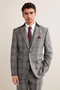 Next Grey Nova Fides Tailored Fit Check Suit: Jacket