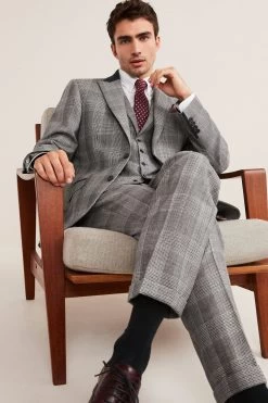 Next Grey Nova Fides Tailored Fit Check Suit: Jacket -Fashion Men Shop M97 502s5