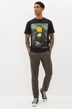 Next Black Smiley Art Print T-Shirt -Fashion Men Shop M98549s3
