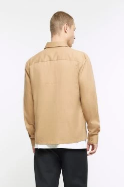 River Island Natural Double Pocket Utility Shirt -Fashion Men Shop N00643s2