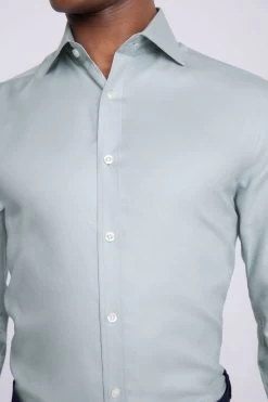 MOSS Tailored Fit Blue Double Cuff Twill Shirt -Fashion Men Shop N02254s2