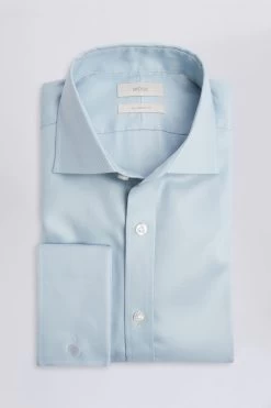 MOSS Tailored Fit Blue Double Cuff Twill Shirt -Fashion Men Shop N02254s4