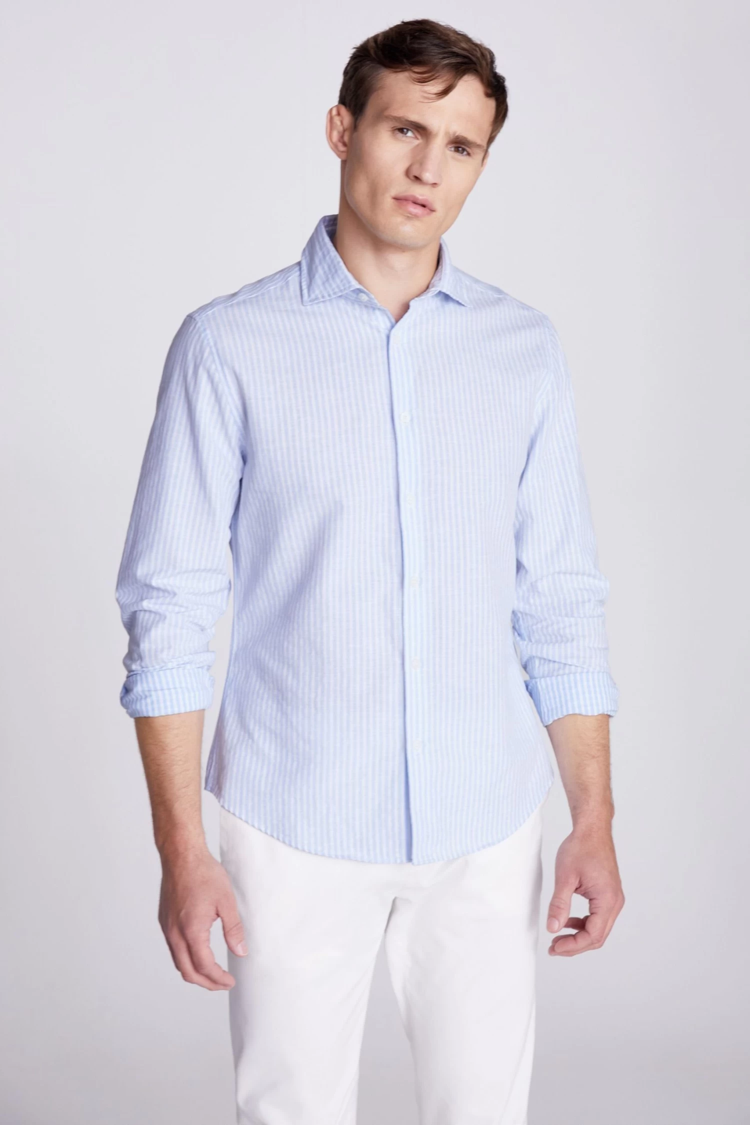 MOSS Tailored Fit Blue Stripe Lightweight Shirt 3 MOSS Tailored Fit Blue Stripe Lightweight Shirt