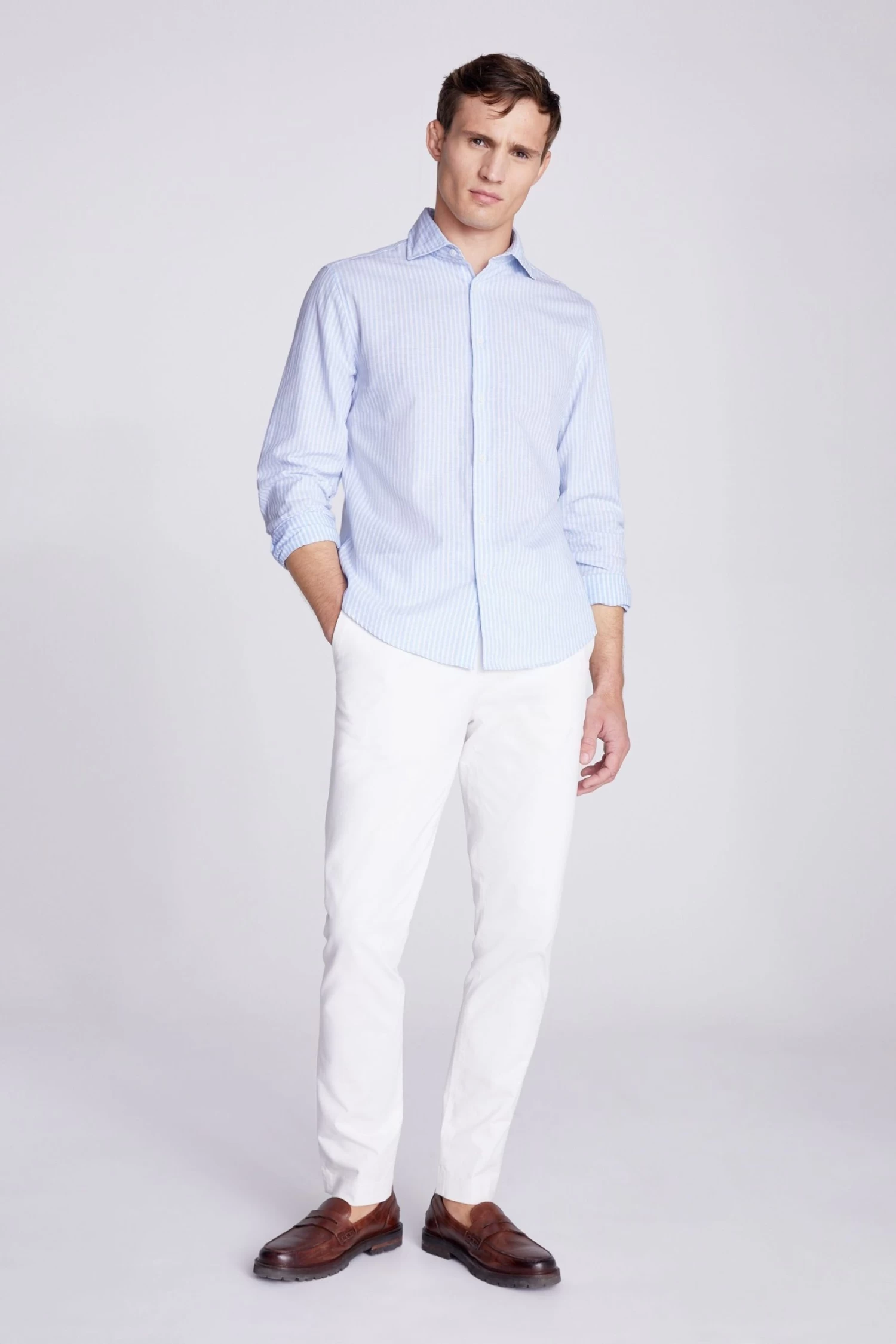 MOSS Tailored Fit Blue Stripe Lightweight Shirt 5 MOSS Tailored Fit Blue Stripe Lightweight Shirt - Image 3