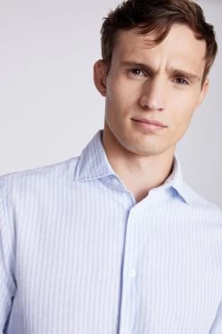 MOSS Tailored Fit Blue Stripe Lightweight Shirt 9 MOSS Tailored Fit Blue Stripe Lightweight Shirt -Fashion Men Shop N02325s4