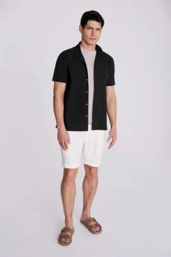 MOSS Blue Seersucker Cuban Collar Shirt 6 MOSS Blue Seersucker Cuban Collar Shirt -Fashion Men Shop N02326s2