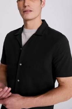 MOSS Blue Seersucker Cuban Collar Shirt 7 MOSS Blue Seersucker Cuban Collar Shirt -Fashion Men Shop N02326s3