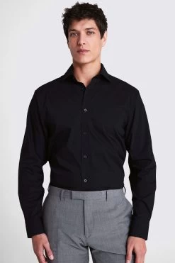 MOSS Regular Fit Stretch Navy Blue Shirt