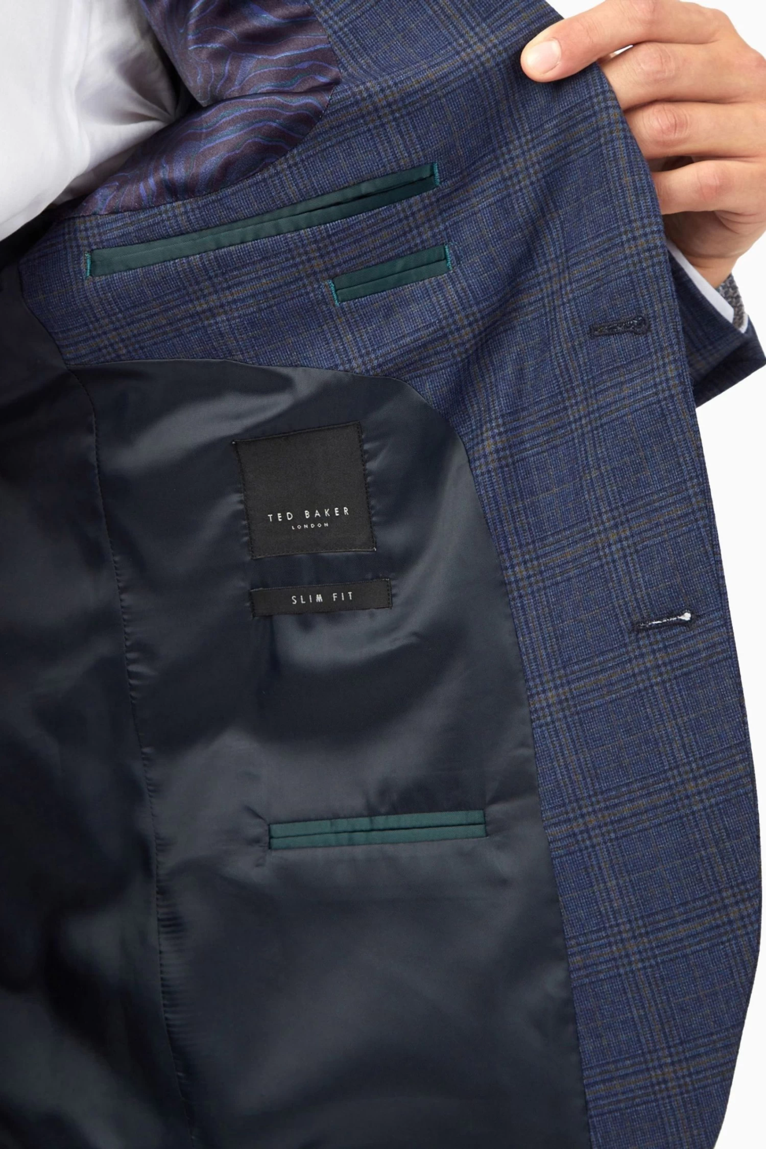 Ted Baker Tailoring Blue Check Slim Suit: Jacket 7 Ted Baker Tailoring Blue Check Slim Suit: Jacket - Image 5