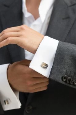 Ivory & Co Usher Rhodium Crystal Engraved Cufflinks -Fashion Men Shop Q14160s3