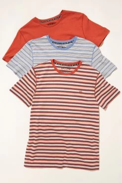 FatFace Red Stripe T-Shirts 3 Pack