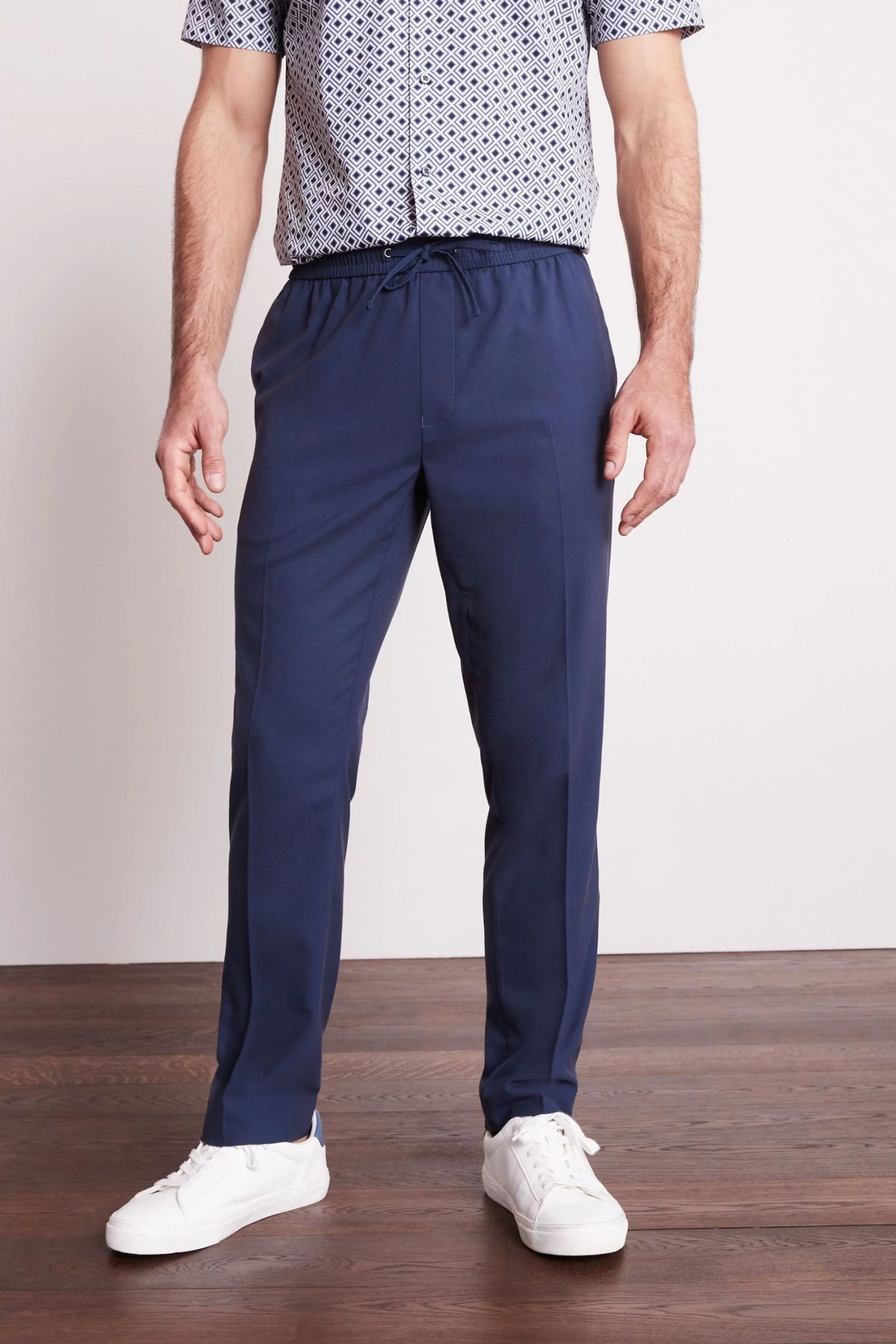 Next Navy Blue Drawstring Stretch Formal Trousers 3 Next Navy Blue Drawstring Stretch Formal Trousers