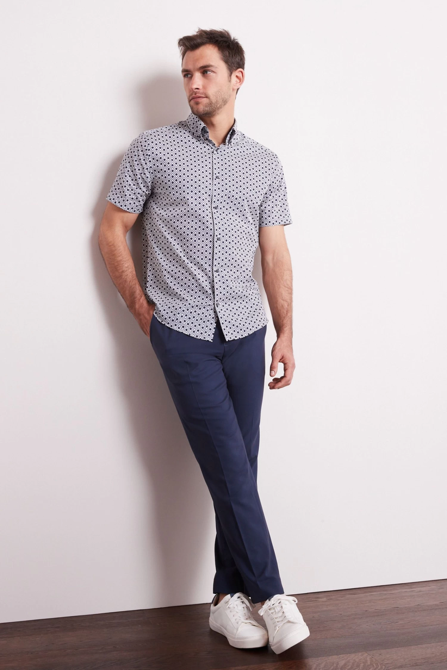 Next Navy Blue Drawstring Stretch Formal Trousers 4 Next Navy Blue Drawstring Stretch Formal Trousers - Image 2