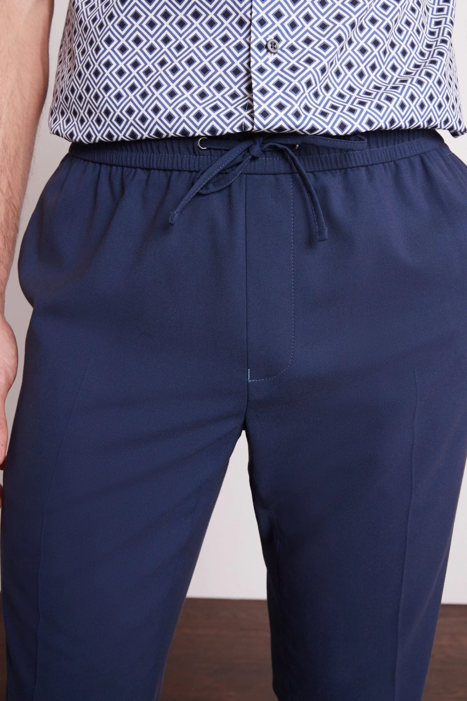 Next Navy Blue Drawstring Stretch Formal Trousers 6 Next Navy Blue Drawstring Stretch Formal Trousers - Image 4