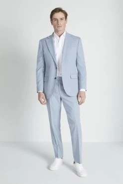 MOSS Tailored Fit Light Blue Flannel Suit: Jacket -Fashion Men Shop T16 775s3