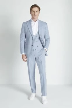 MOSS Tailored Fit Light Blue Flannel Suit: Jacket -Fashion Men Shop T16 775s4